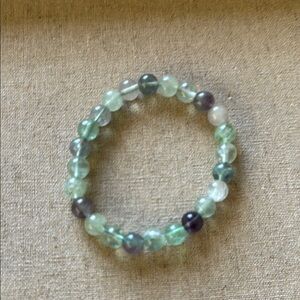 Green and Purple Crystal Beaded Bracelet